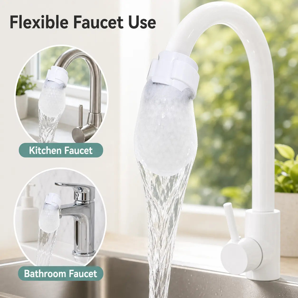 50PCS Disposable Cotton Faucet Filter Bags- Splash-Reducing Sediment Filter Socks for Kitchen & Bathroom