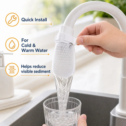 50PCS Disposable Cotton Faucet Filter Bags- Splash-Reducing Sediment Filter Socks for Kitchen & Bathroom